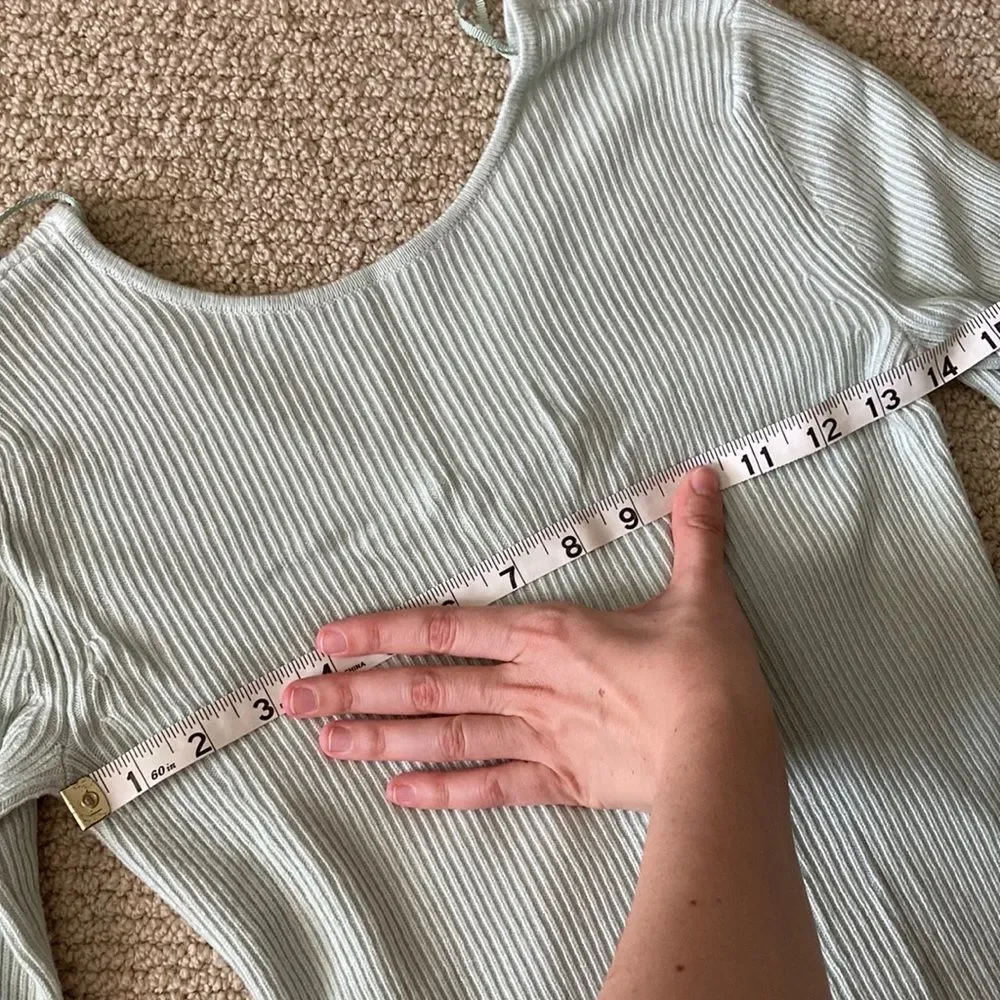 LULULEMON Wrap it Back Sweater Sea Breeze Green Cashmere Knit Top Reversible 4